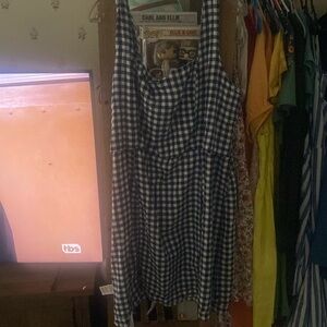 Blue and white gingham dress